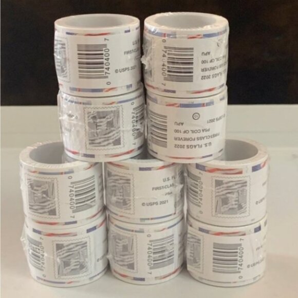 ⚡️10 Roll Of 1000 Forever 2022 Flag Stamps First Class Postage Stamp Coil Mail⚡ - Picture 1 of 5